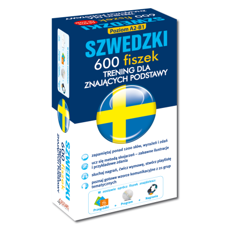 Szwedzki 600 fiszek Trening dla znających podstawy +CD (600 fiszek + CD-ROM z programem + Fiszki mp3 + Kolorowe przegródki)