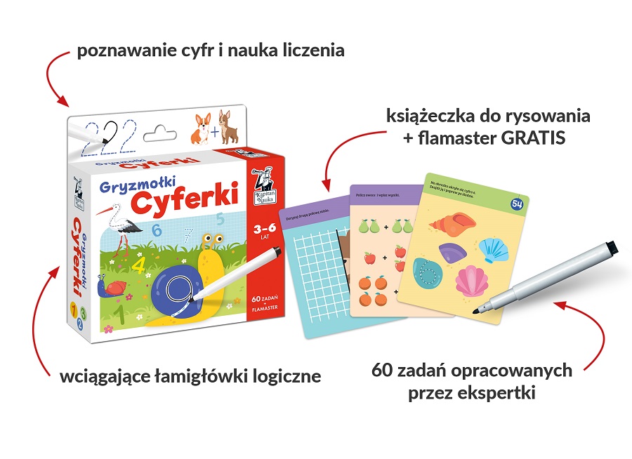 Cyferki. Gryzmołki - zestaw edukacyjny dla dzieci od 3 do 6 roku życia