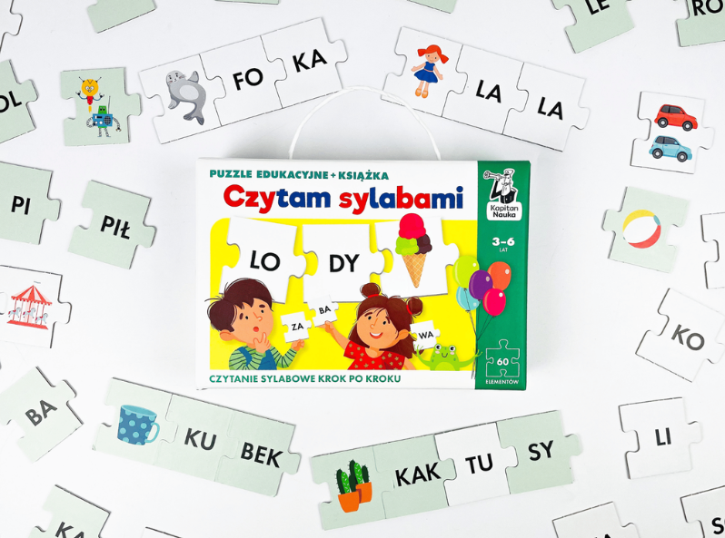 Czytam sylabami. Puzzle edukacyjne + książka – zestaw do nauki czytania sylabowego dla przedszkolaków