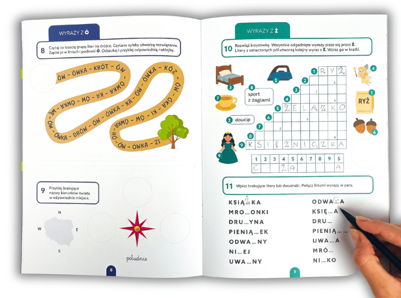 EDUseria. Ortografia. Ćwiczenia dla dzieci 6+ – zeszyt z ćwiczeniami, łamigłówkami, krzyżówkami i naklejkami