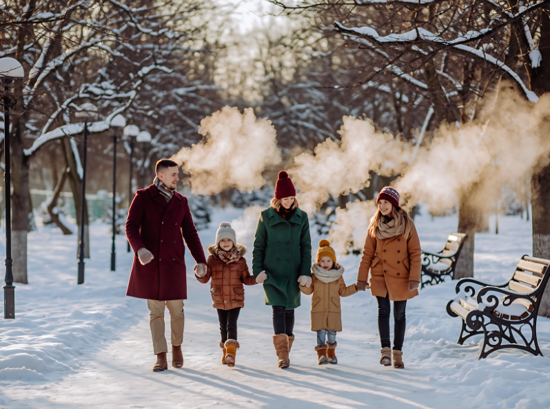 Rodzina na spacerze w pięknym parku