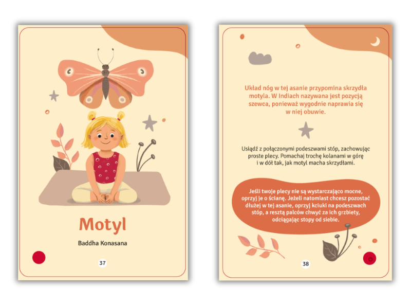 Joga dla dzieci. Trening ciała i umysłu (4+) – karty do ćwiczeń ruchowych dla przedszkolaków – pozycja Motyl