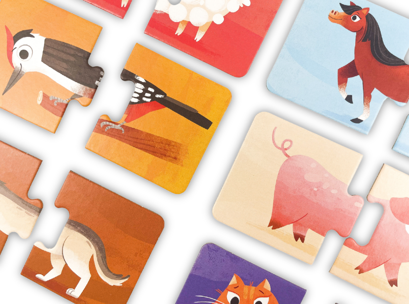 Zwierzęta. Pierwsze puzzle – dwuelementowe puzzle dla dzieci od 12. miesiąca życia ze zwierzętami