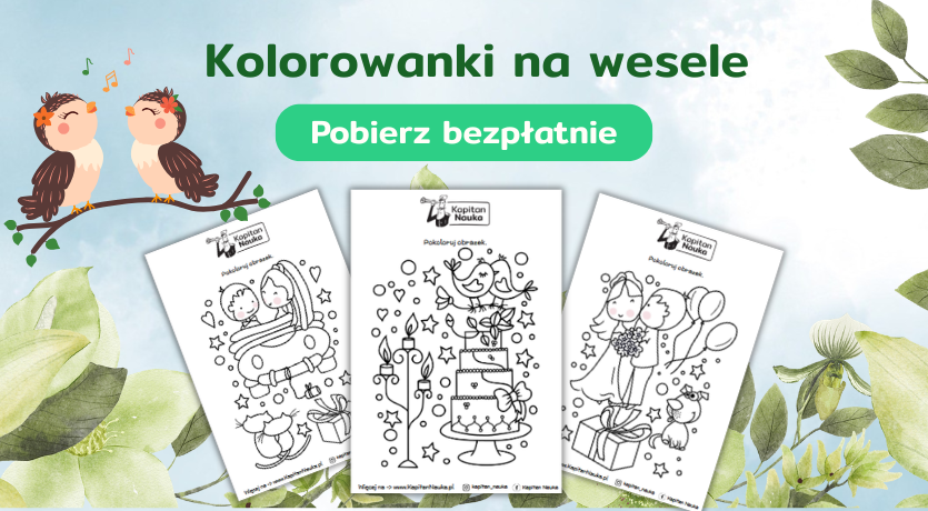 Kolorowanka na wesele dla dzieci od Kapitana Nauki – pobierz za darmo