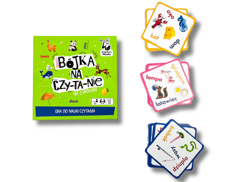 Karty z gry Bójka na czytanie z wyrazami i ilustracjami do nauki czytania