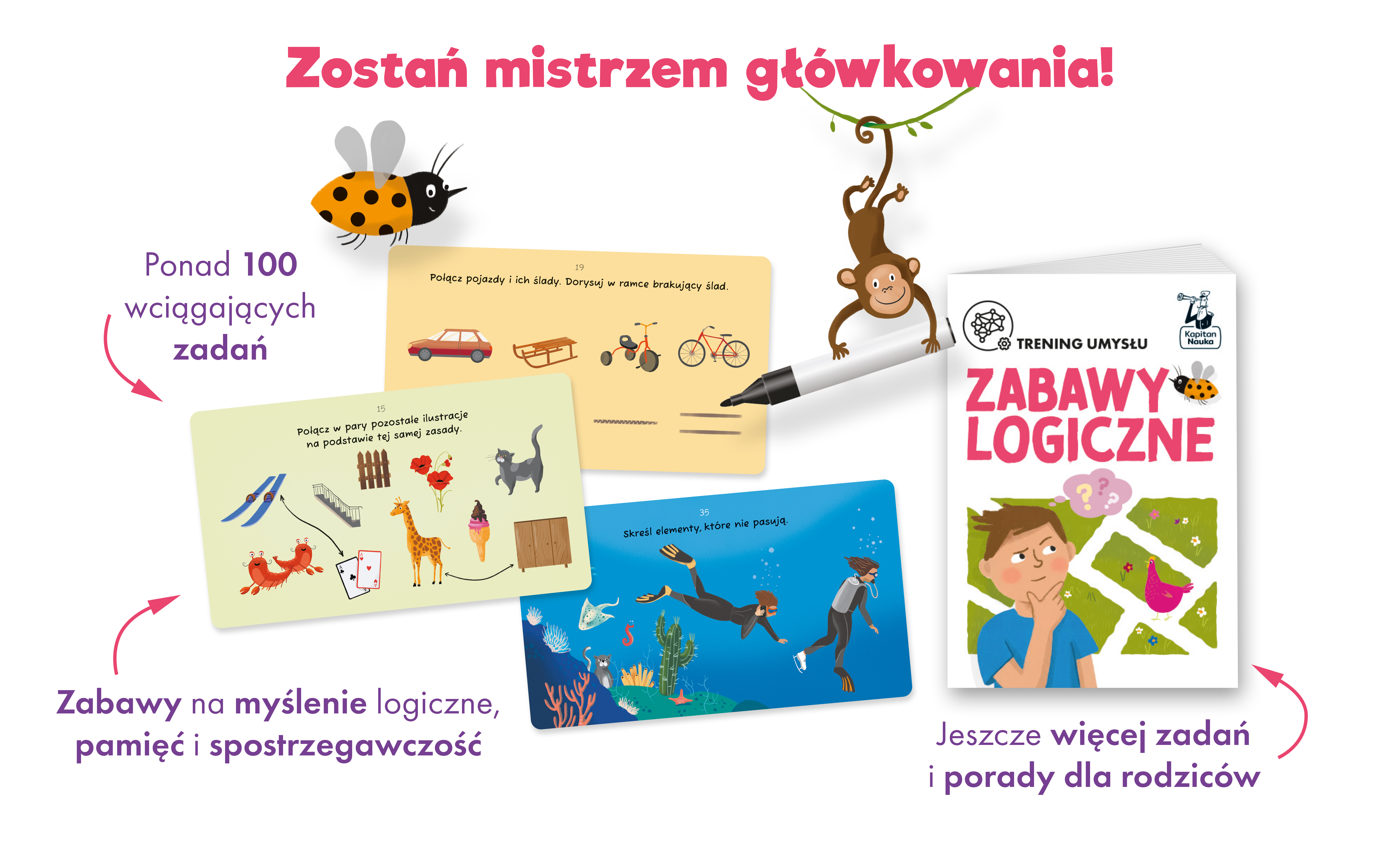 Wizualizacja zestawu Trening umysłu. Zabawy logiczne marki Kapitan Nauka