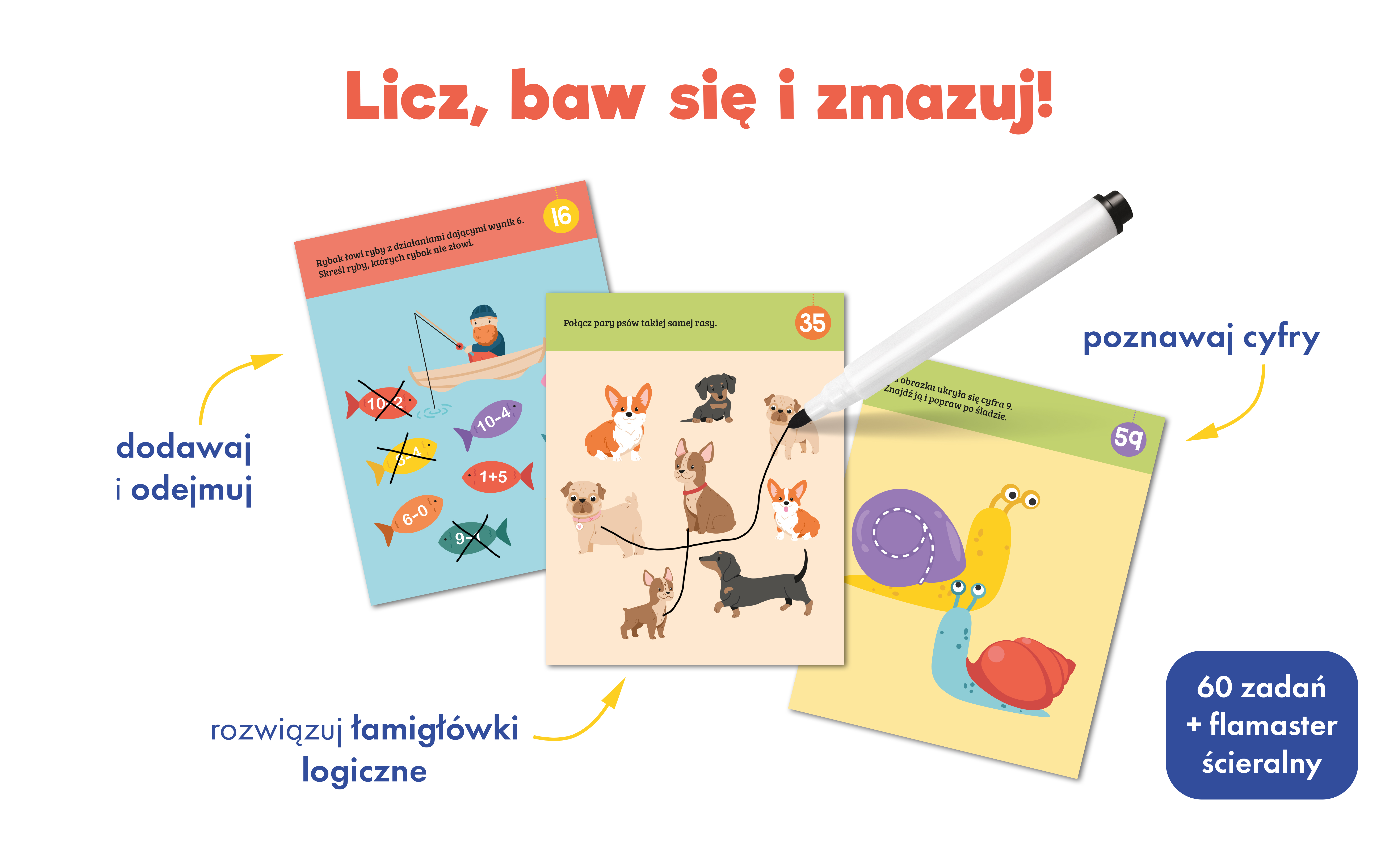 Wizualizacja / środek gry Gryzmołki. Cyferki Kapitan Nauka