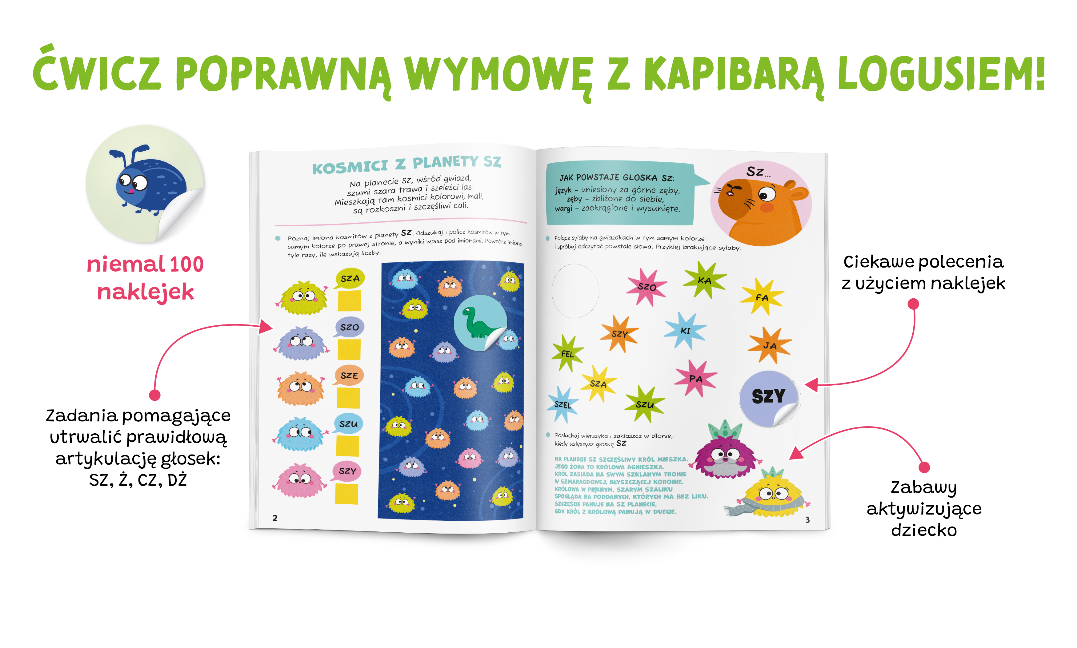Środek Zabawy logopedyczne. Kapibara Loguś. Nie seplenię  Kapitan Nauka