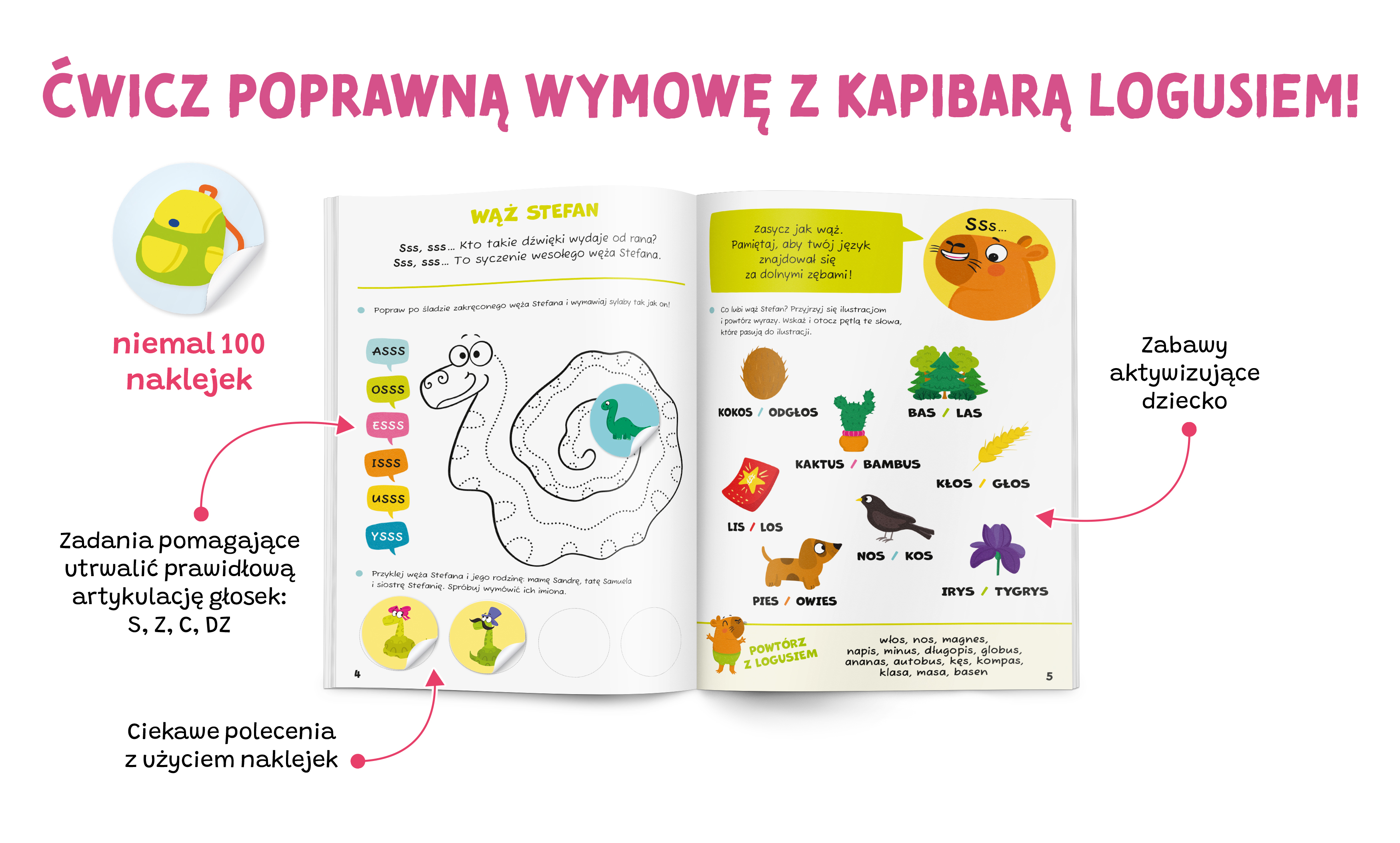 Środek Zabawy logopedyczne. Kapibara Loguś. Nie seplenię  Kapitan Nauka