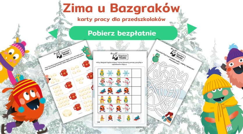 Zima u Bazgraków | darmowe karty pracy dla dzieci