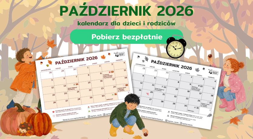 Darmowe karty pracy Kalendarz na październik do pobrania Kapitan Nauka