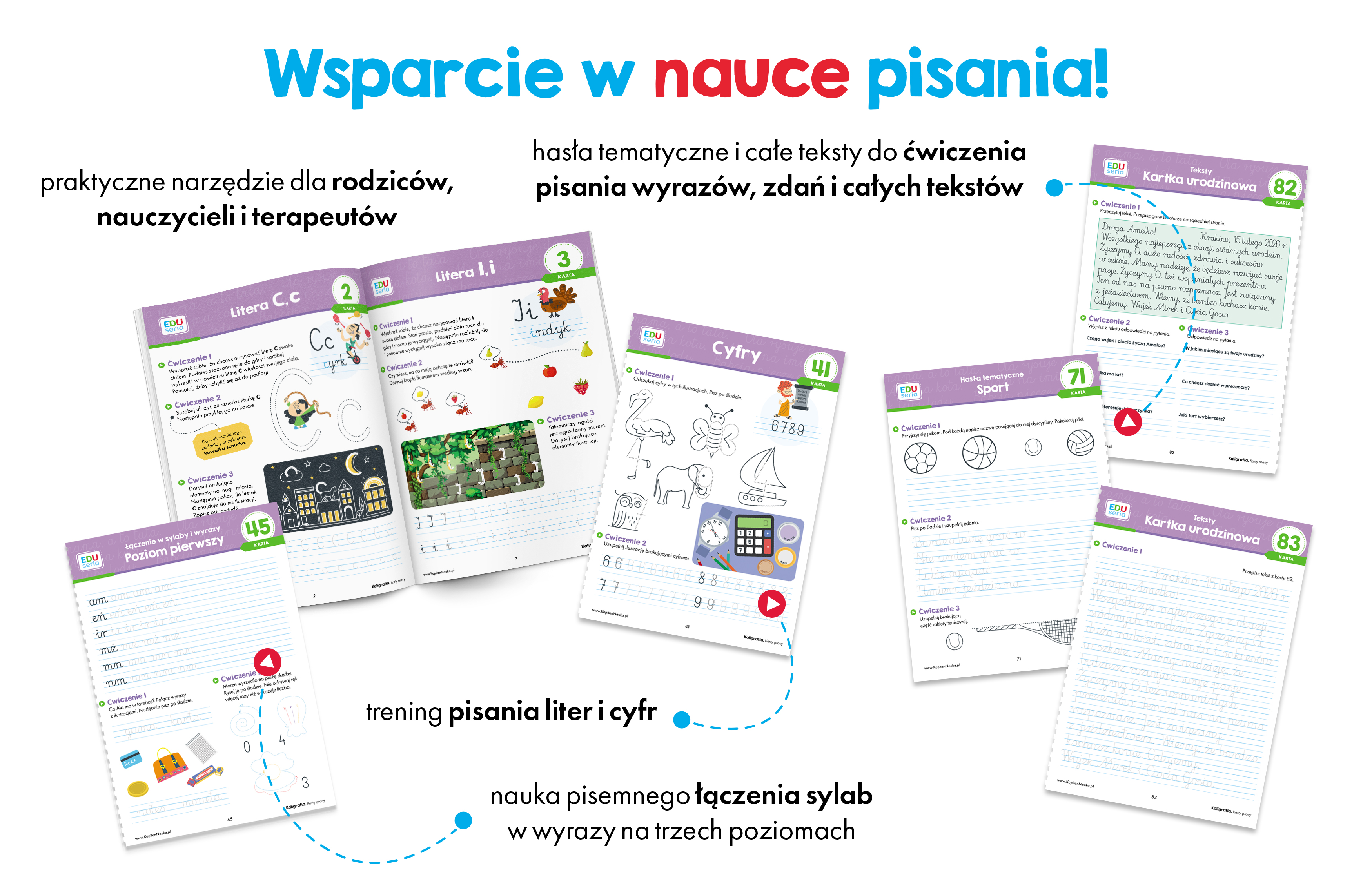 Środek książki Karty pracy Kaligrafia EDUseria Kapitan Nauka