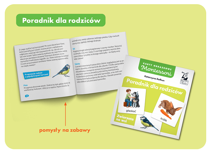 Montessori. Karty obrazkowe Zwierzęta na wsi - poradnik dla rodziców