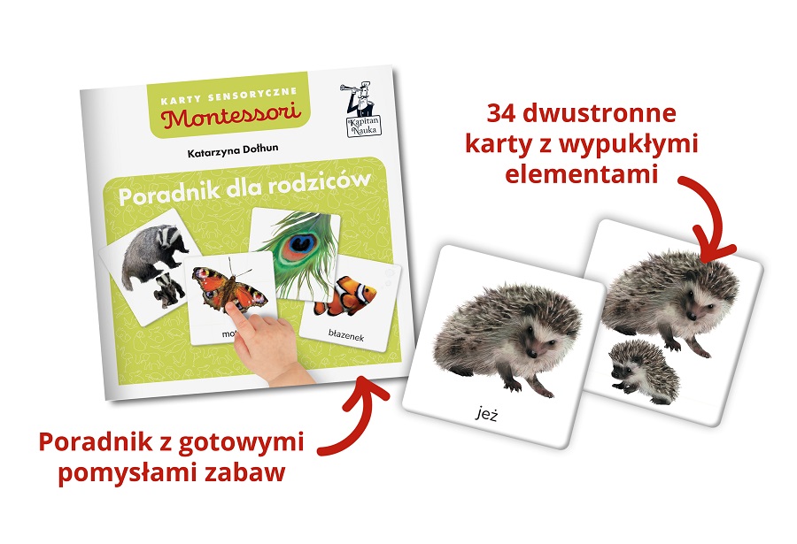 Montessori. Karty sensoryczne. Zwierzęta  2+ | Dotknij i poczuj - wypukłe elementy!