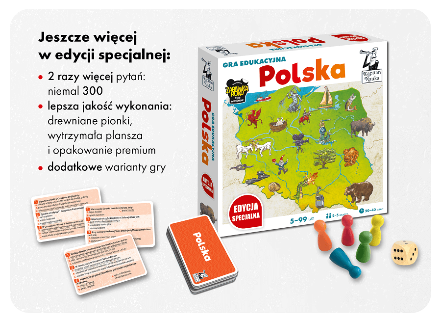 Gra edukacyjna. Polska. Edycja specjalna (5-99 lat). Kapitan Nauka, gra quizowa