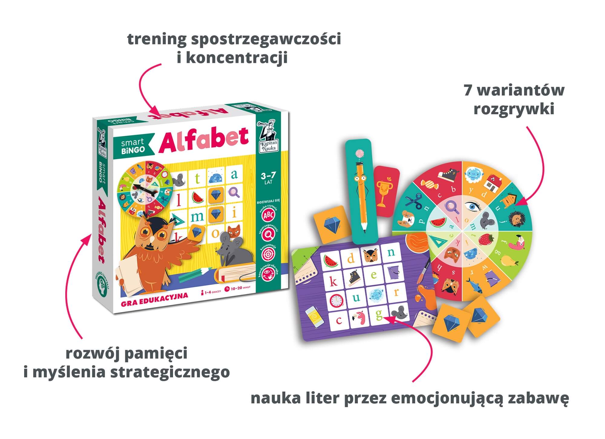 Alfabet. Smart bingo. Gra edukacyjna do nauki alfabetu