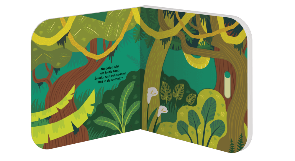 Kto mieszka w dżungli - książeczka dla dzieci z serii Dotknij i przesuń