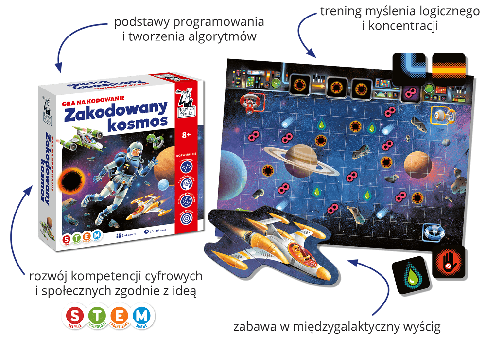 Zakodowany kosmos. Gra na kodowanie dla dzieci. Kapitan Nauka - gra dla dzieci 8+