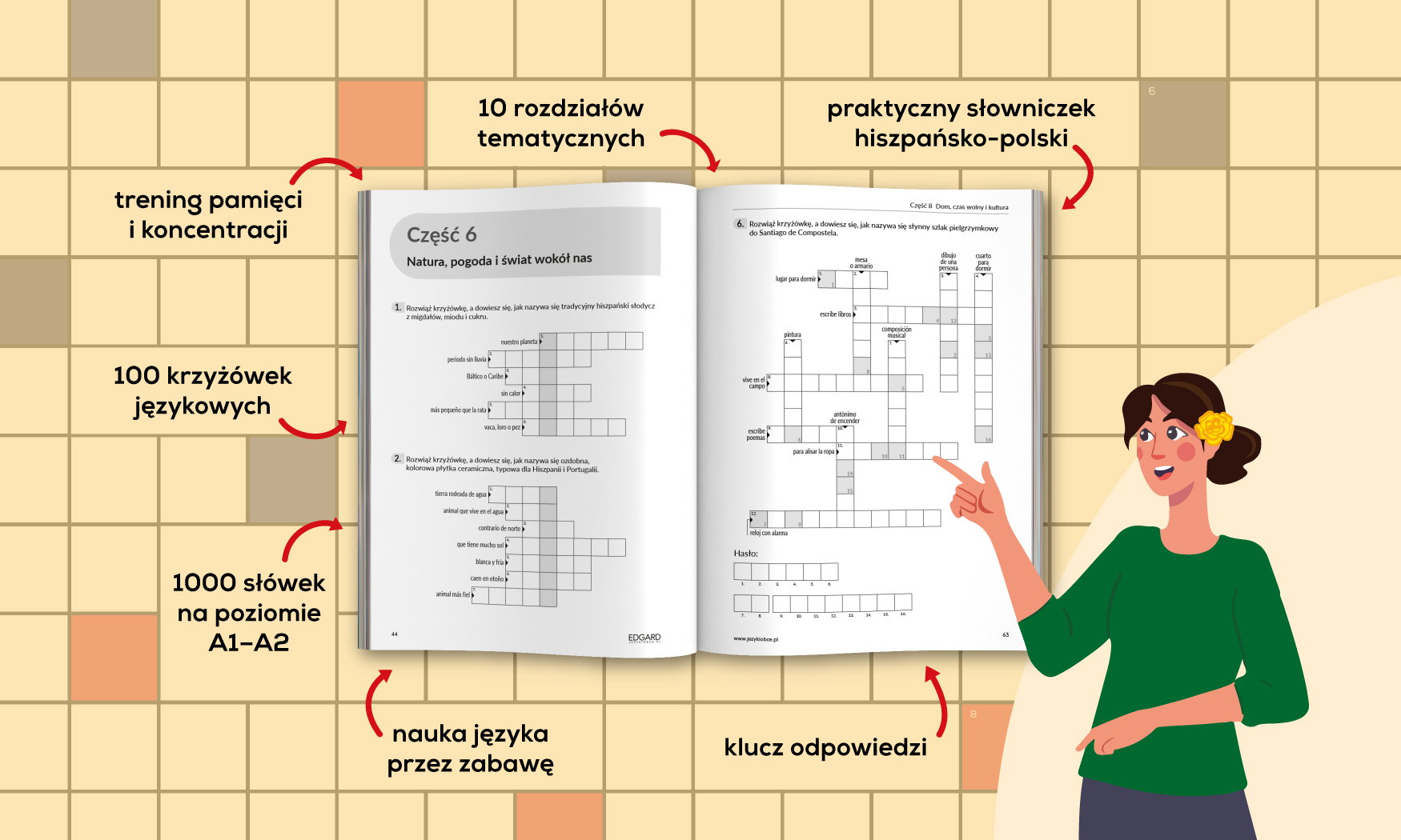 Rozkładówka książki Hiszpański. Krzyżówki dla początkujących A1-A2