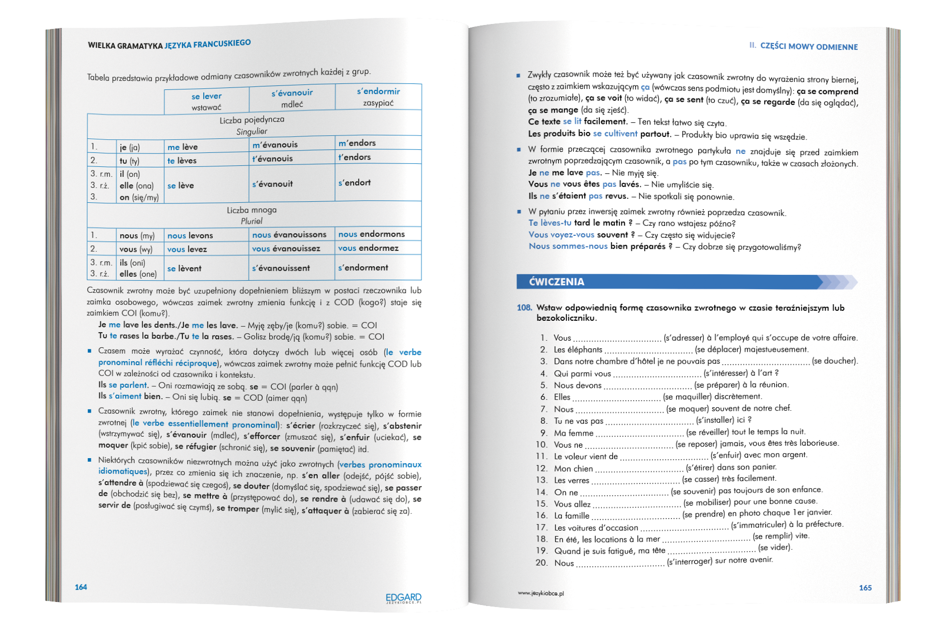 Rozkład książki Wielka gramatyka języka francuskiego z ćwiczeniami EDGARD