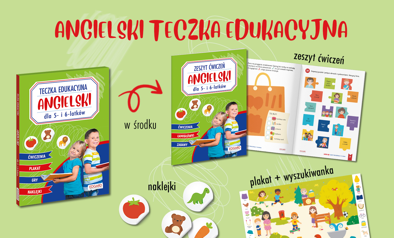 Środek Angielski. Teczka edukacyjna. Dla 5- i 6-latków Języki Obce
