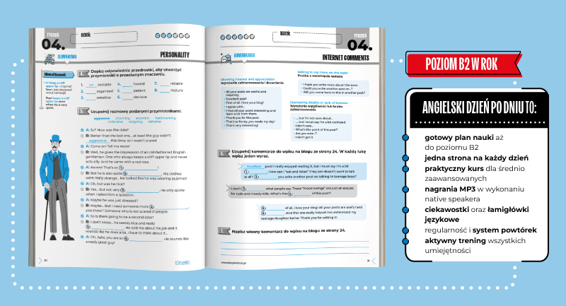 Rozkładówka książki Angielski Dzień po dniu