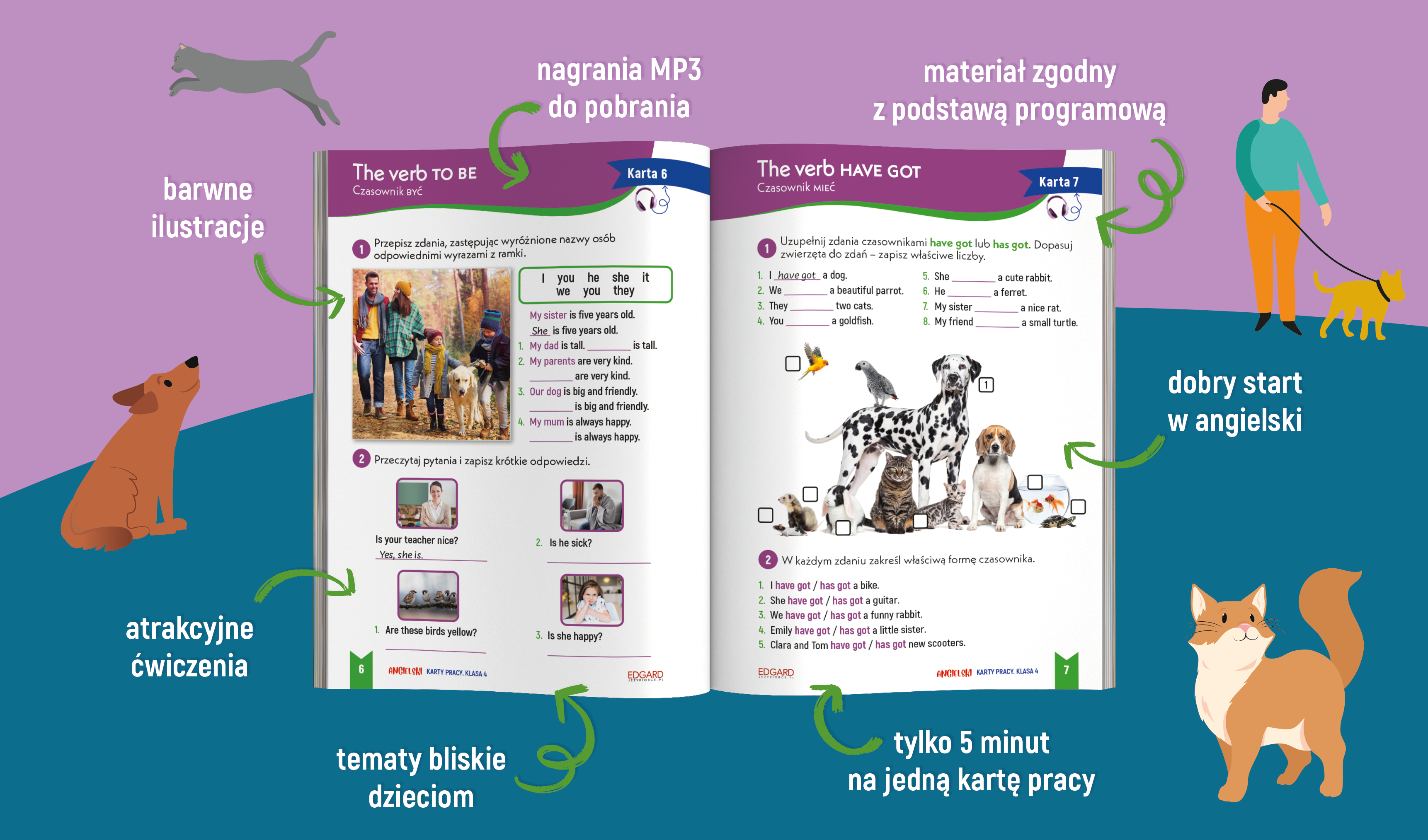 Rozkładówka / środek książki Angielski. Angielski. Karty pracy. Klasa 4 wydawnictwa Edgard, sklep Języki Obce