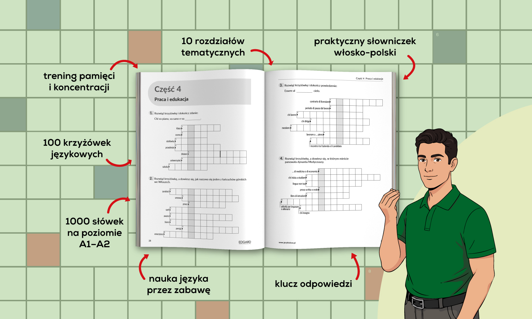 Rozkład książki Włoski. Krzyżówki dla początkujących A1-A2 