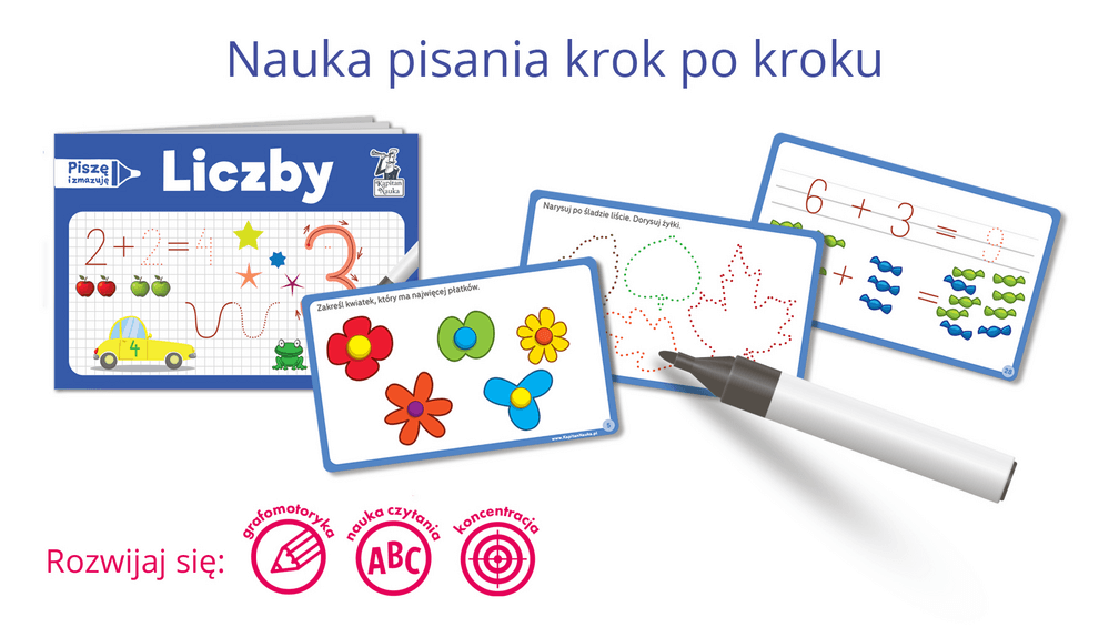 Liczby. Piszę i zmazuję - pakiet zabaw matematycznych dla dzieci