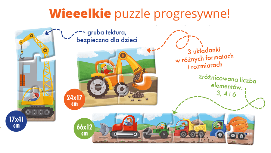 Plac budowy. Układanki malucha. Kapitan Nauka (18+ mies.) | Duże puzzle dla chłopców i dziewczynek