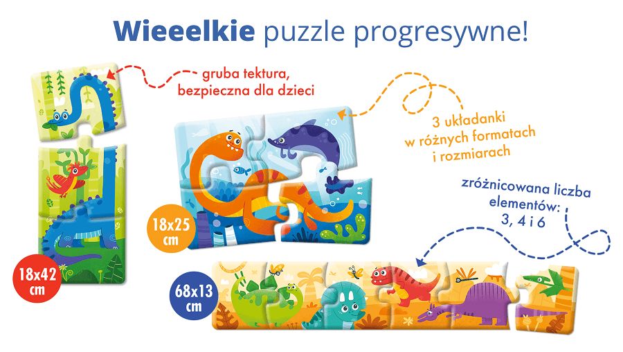 Układanki malucha Dinozaury (2+) - Wielkie puzzle dla dwulatka